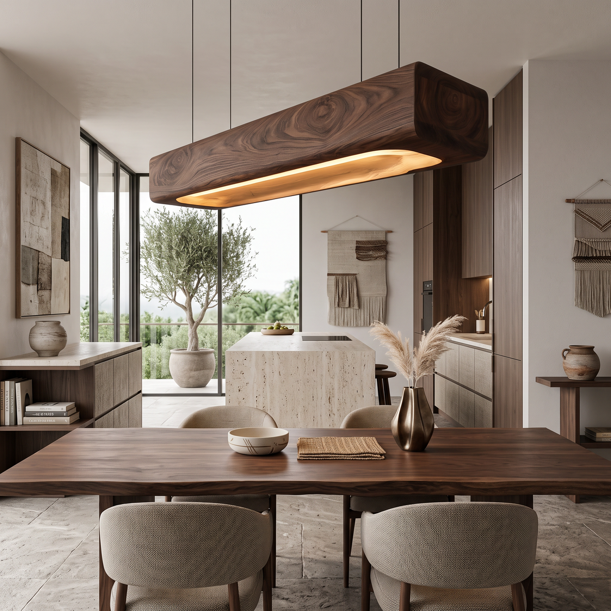 Organic Sculptural Wooden Pendant Light For Dining Room