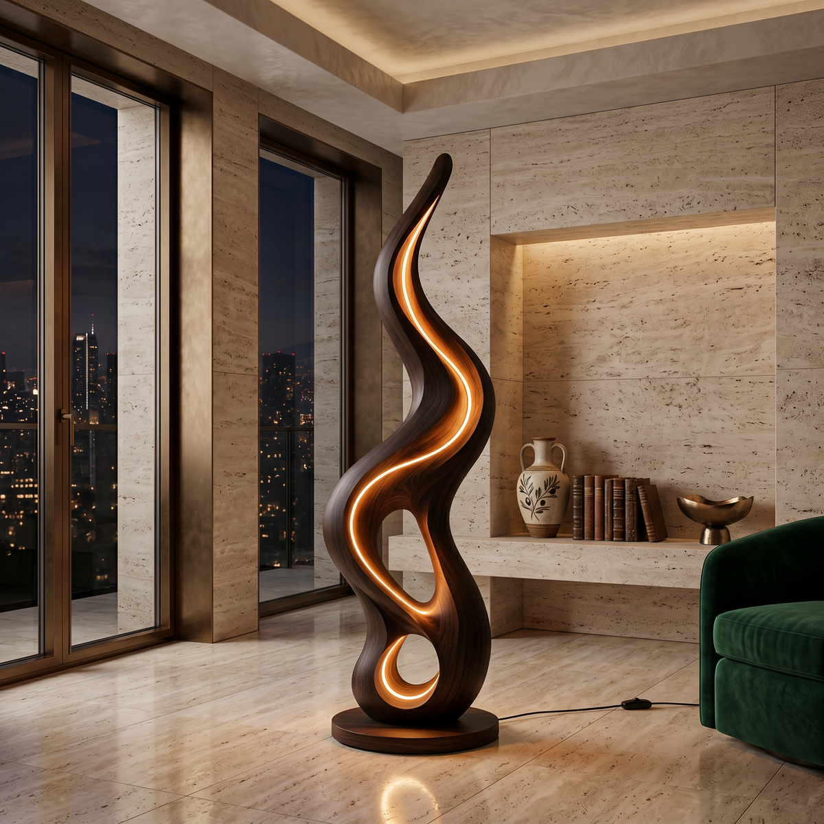 Organic Liquid Lamp With Shelf For Bedroom