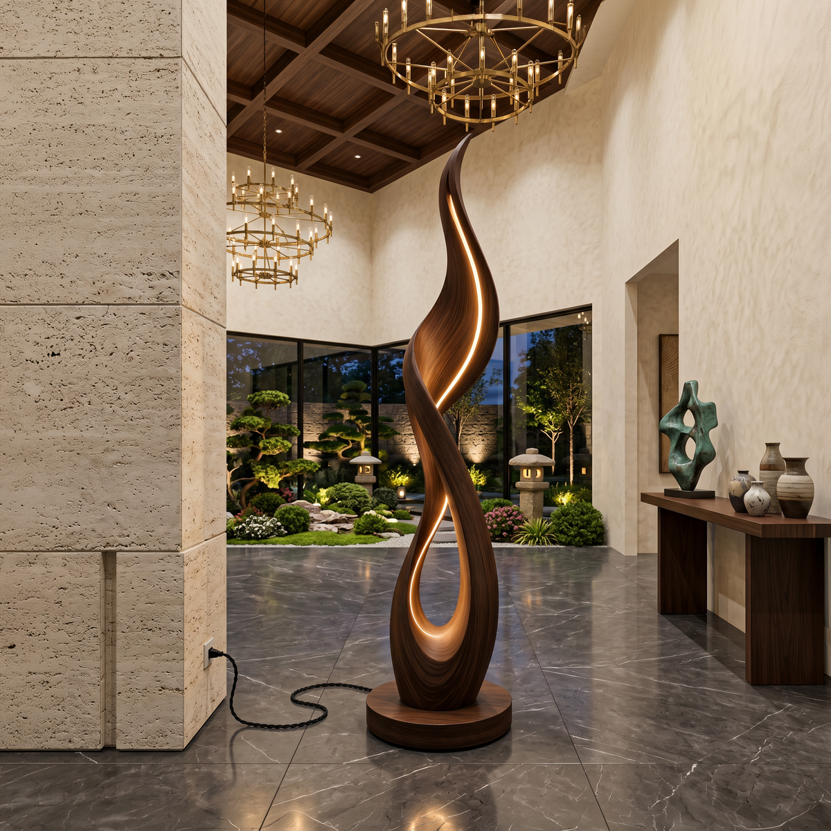 Modern Ribbon Flow Floor Lamp For Bedroom Corner
