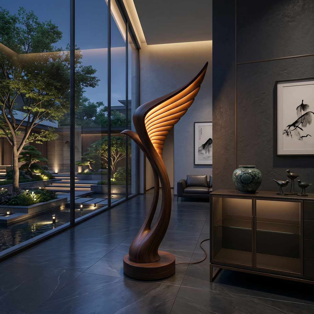 Mid Century Feather Wing Floor Lamp For Living Space