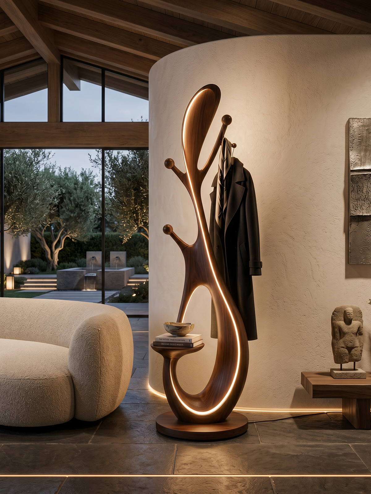 Organic Tree Lamp With Pegs For Living Room