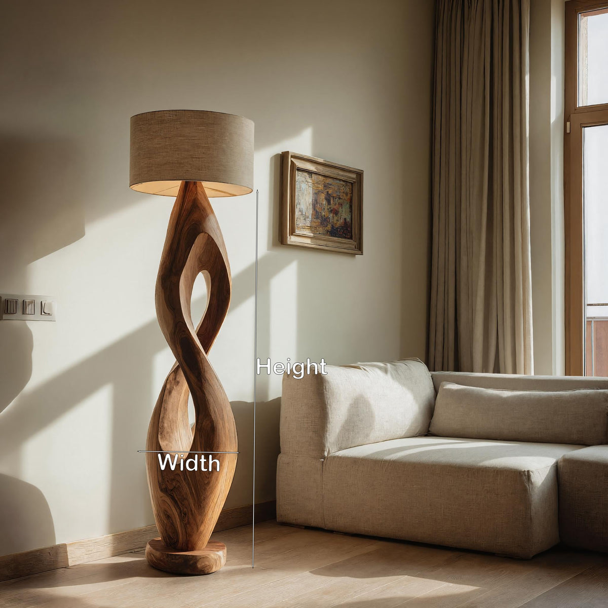 Modern Twisted Wooden Floor Lamp For Living Room