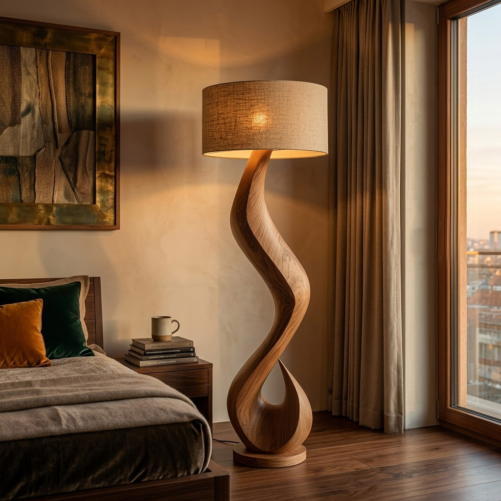 Modern Floor Lamp With Flowing Form For Living Room Corner