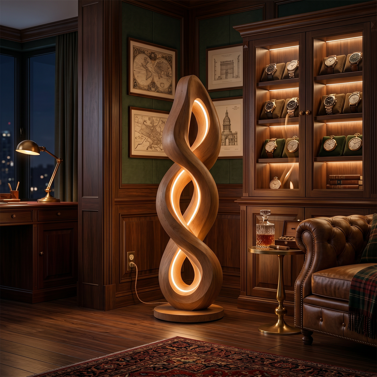 Organic Helix Lamp With Shelf For Interior