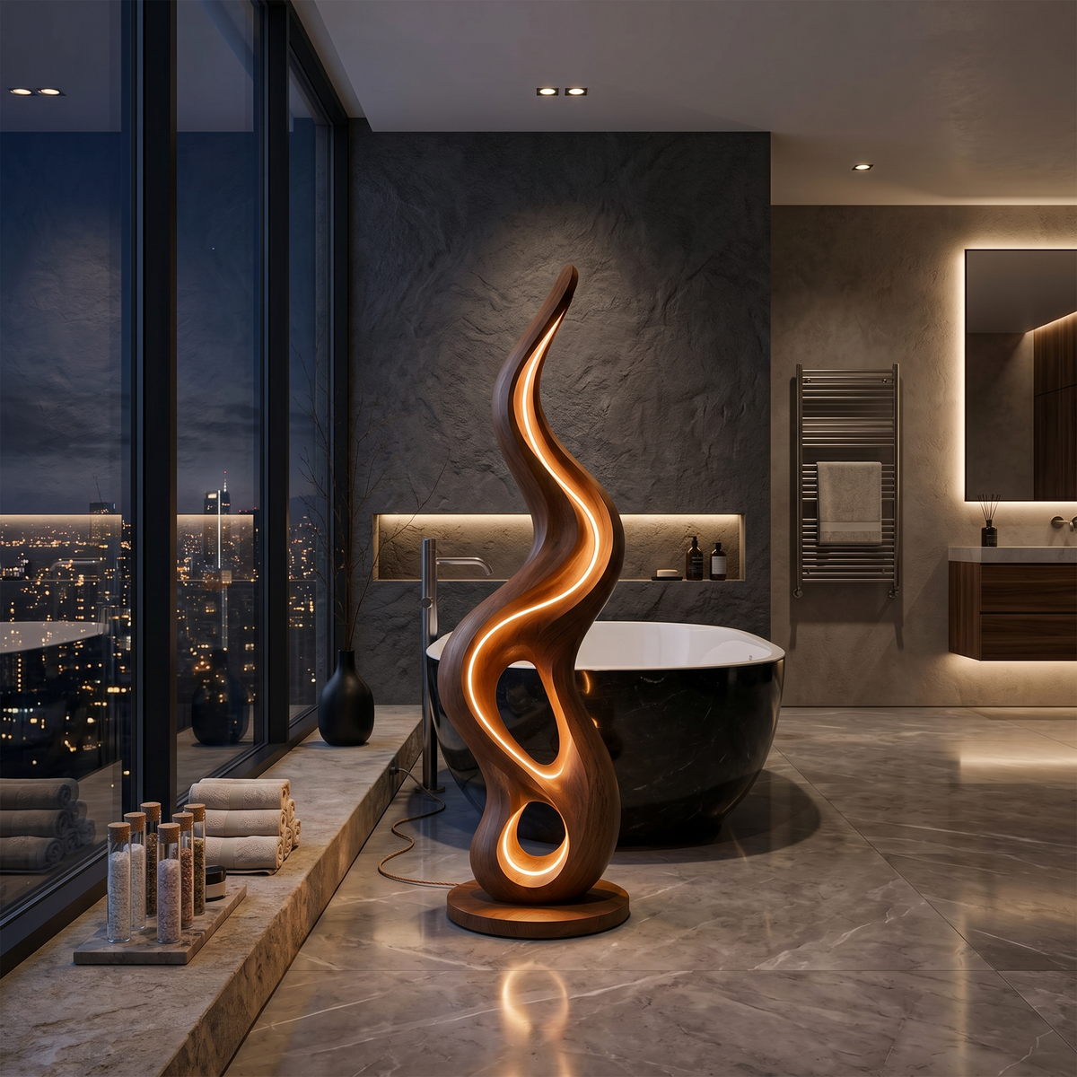 Organic Liquid Lamp With Shelf For Bedroom