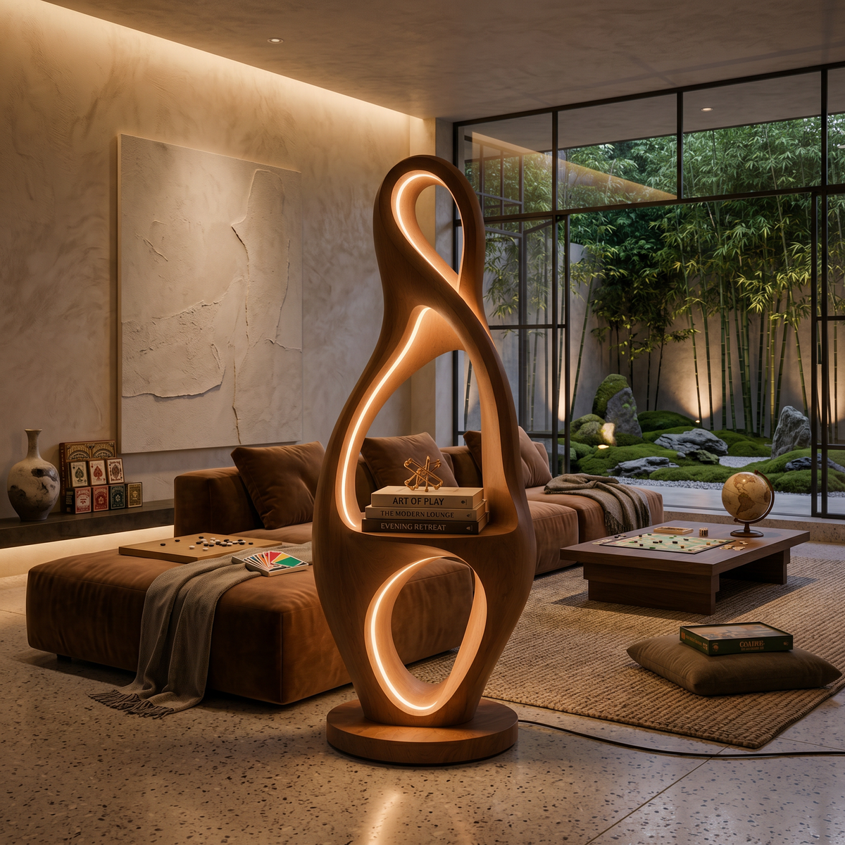 Organic Loop Lamp With Shelf For Living Room