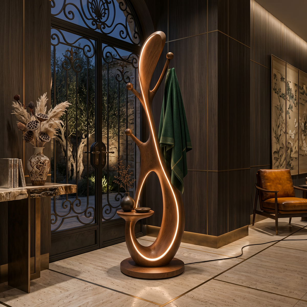 Organic Tree Lamp With Pegs For Living Room