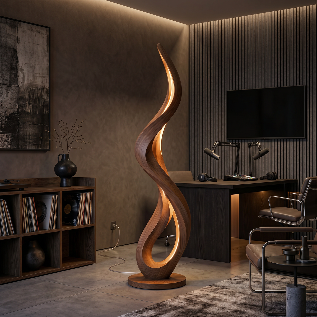 Modern Flowing Flame Floor Lamp For Lounge Area