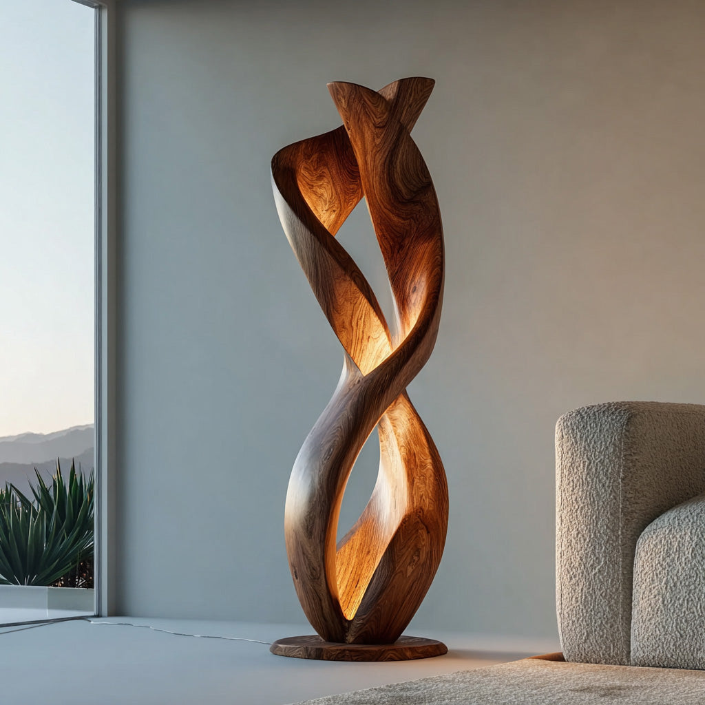 Luxury Twisted Floor Lamp With Sculptural Form For Living Room