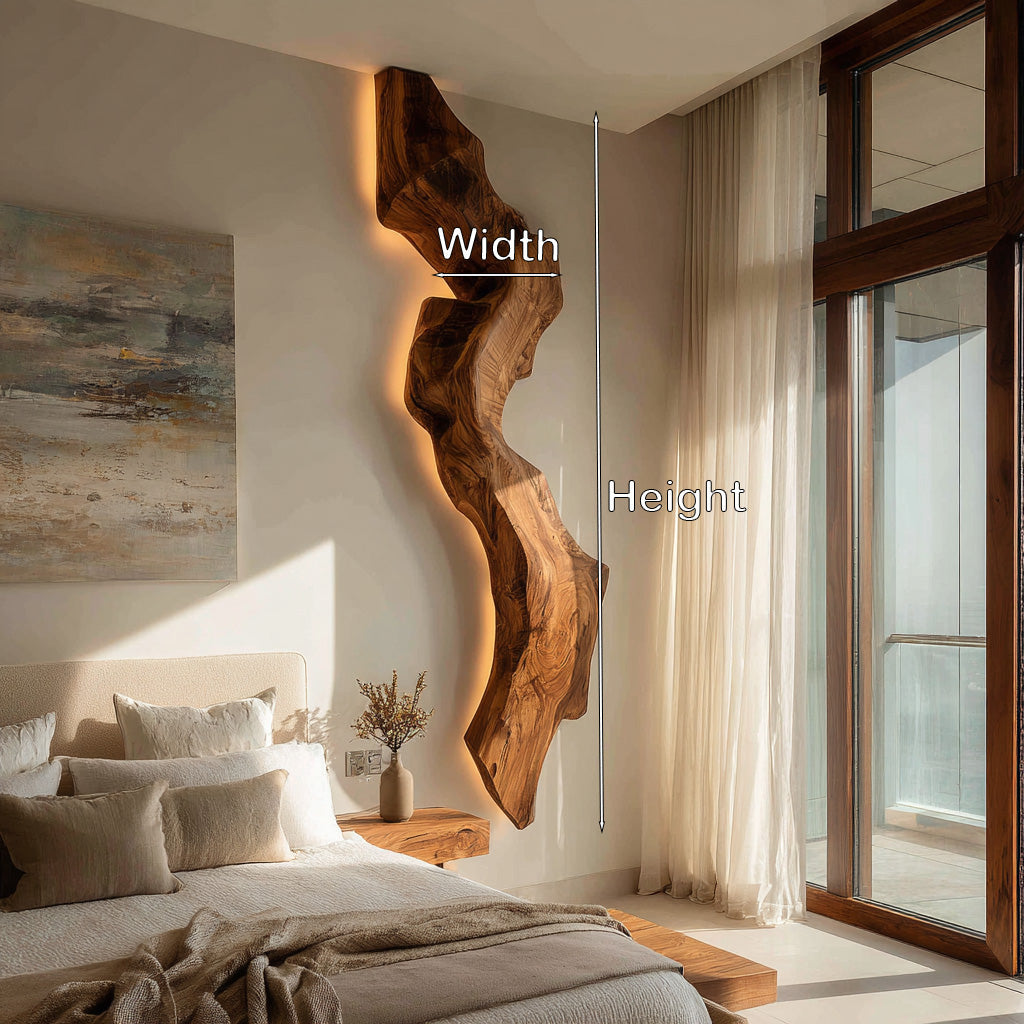 Abstract Live Edge Wall Lamp For Bedroom