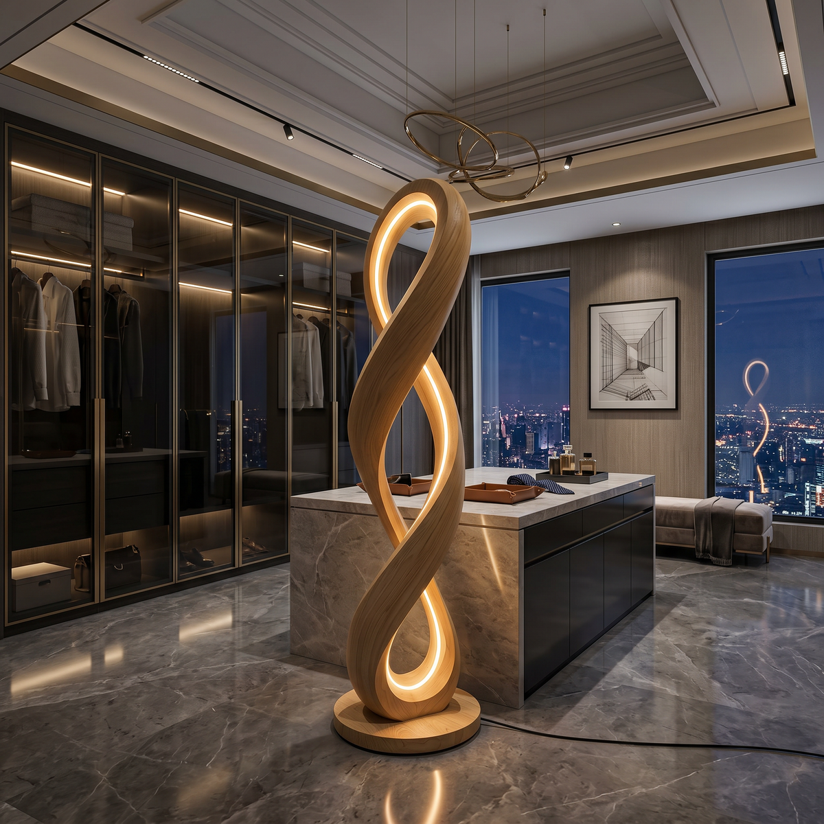 Contemporary Infinity Lamp With Table For Lounge