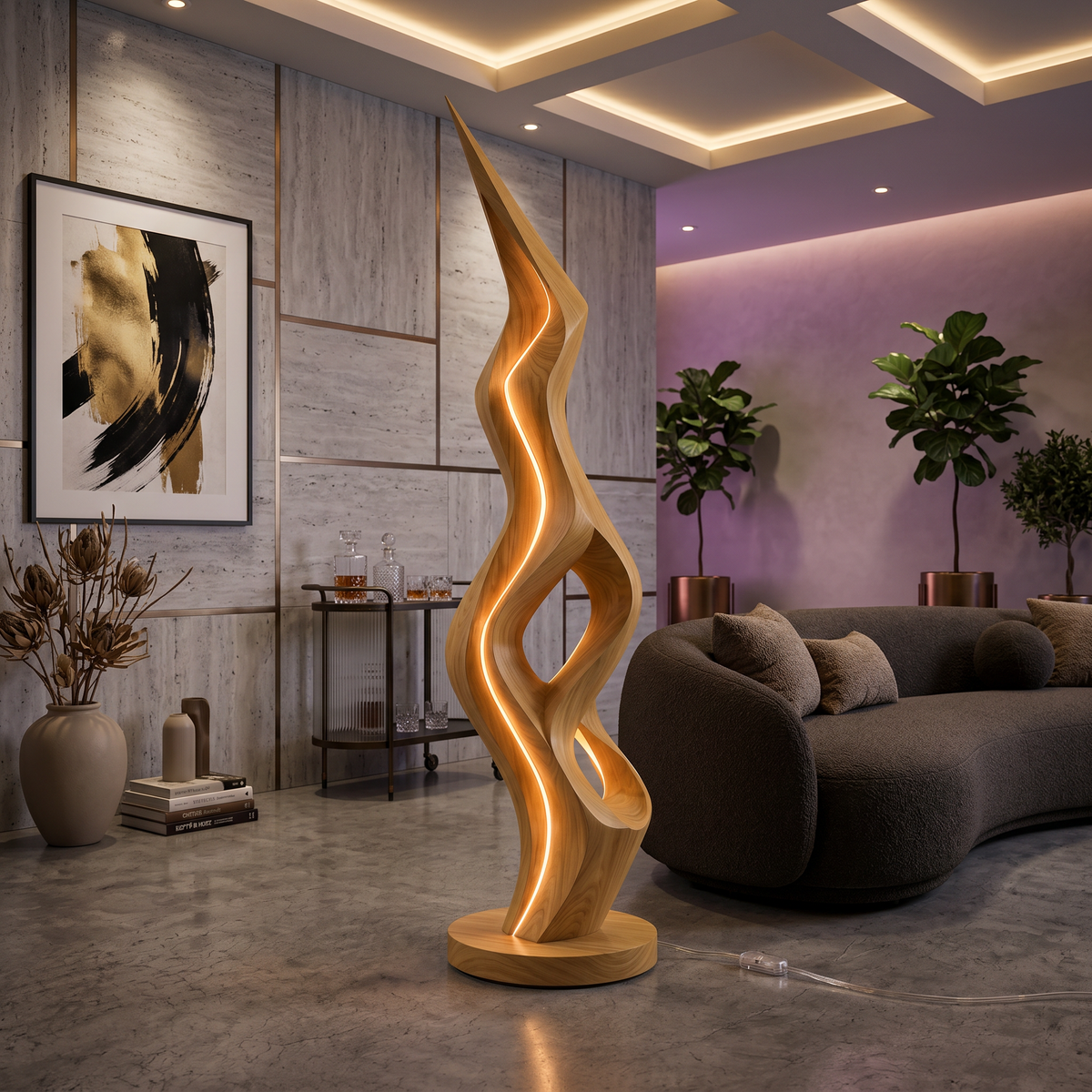 Organic Twin Ribbon Lamp For Living Room