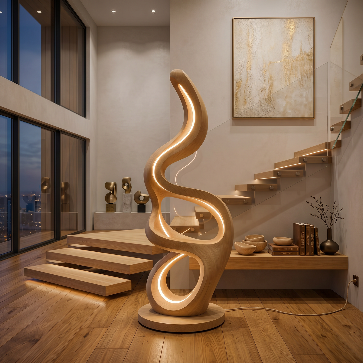 Modern Teardrop Lamp With Shelf For Reading