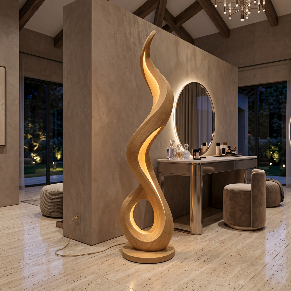 Minimalist Liquid Flow Floor Lamp For Reading Corner
