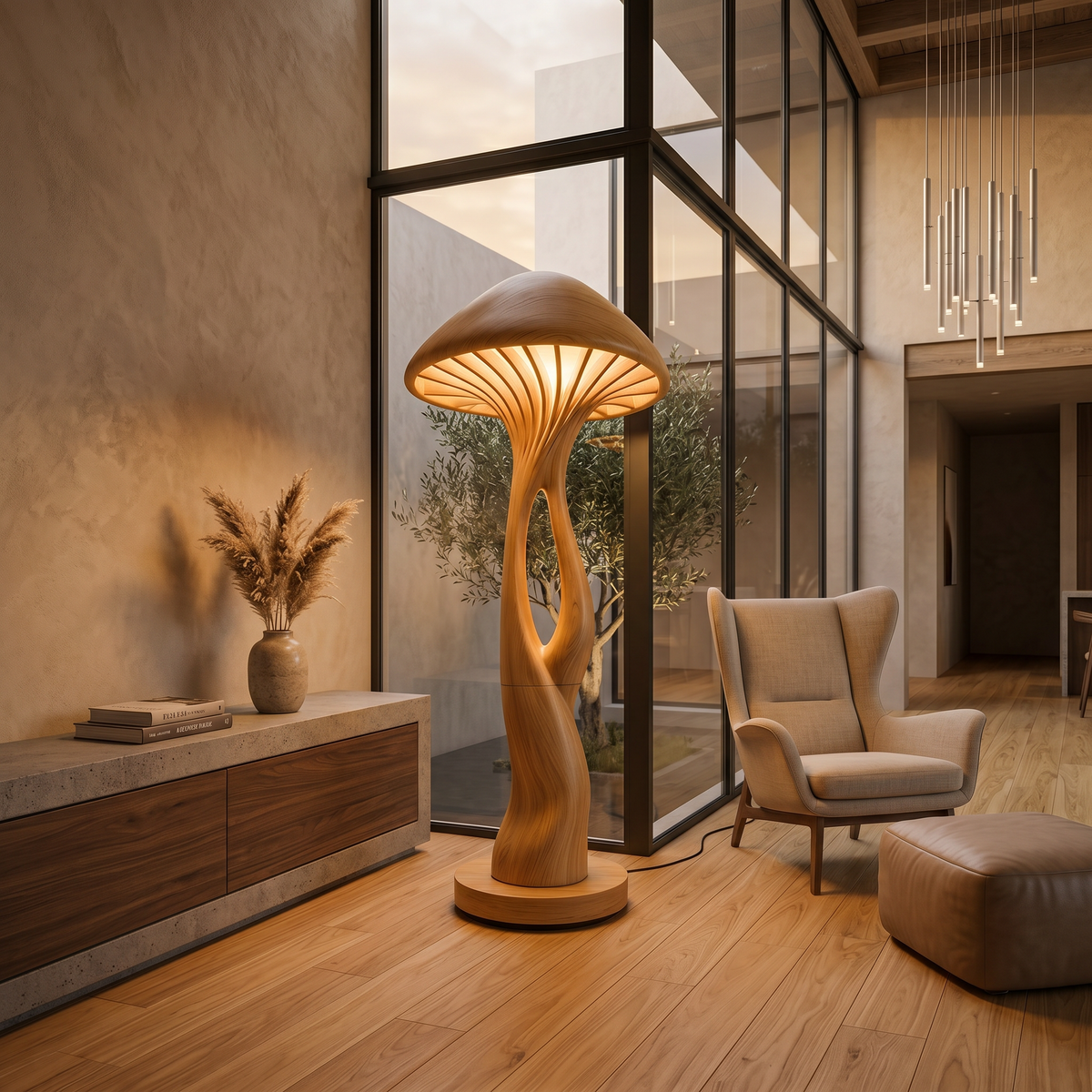 Organic Canopy Mushroom Floor Lamp For Bedside