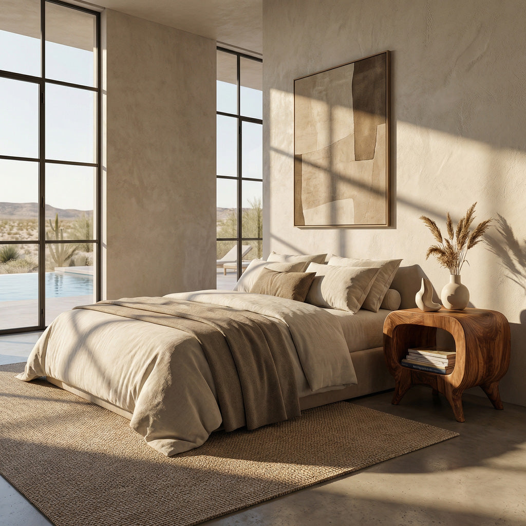 Modern Wood Nightstand With Rounded Edges For Bedroom