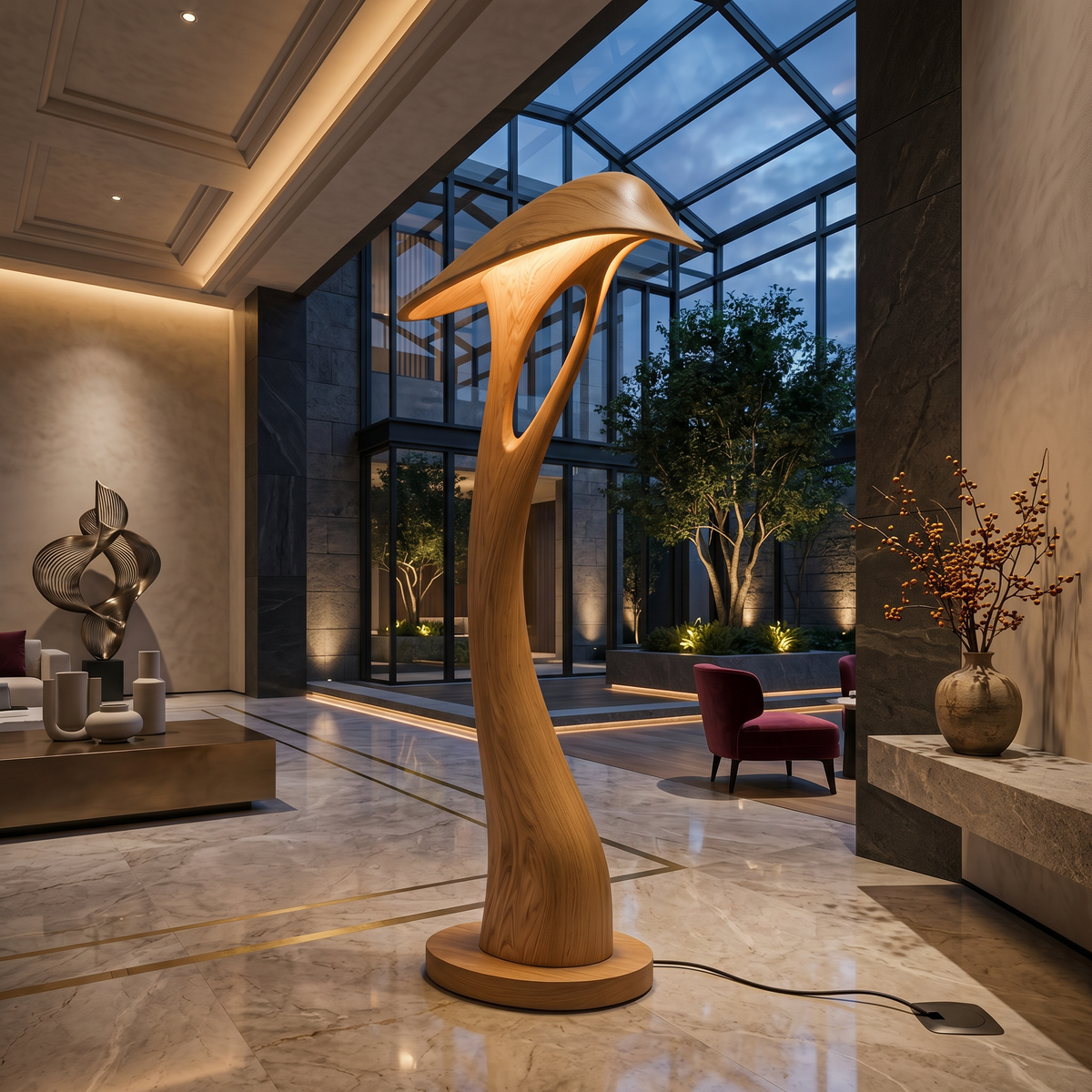 Organic Leaf Curve Floor Lamp For Reading Nook
