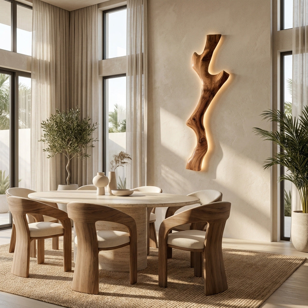 Modern Live Edge Wooden Wall Lamp For Bedroom