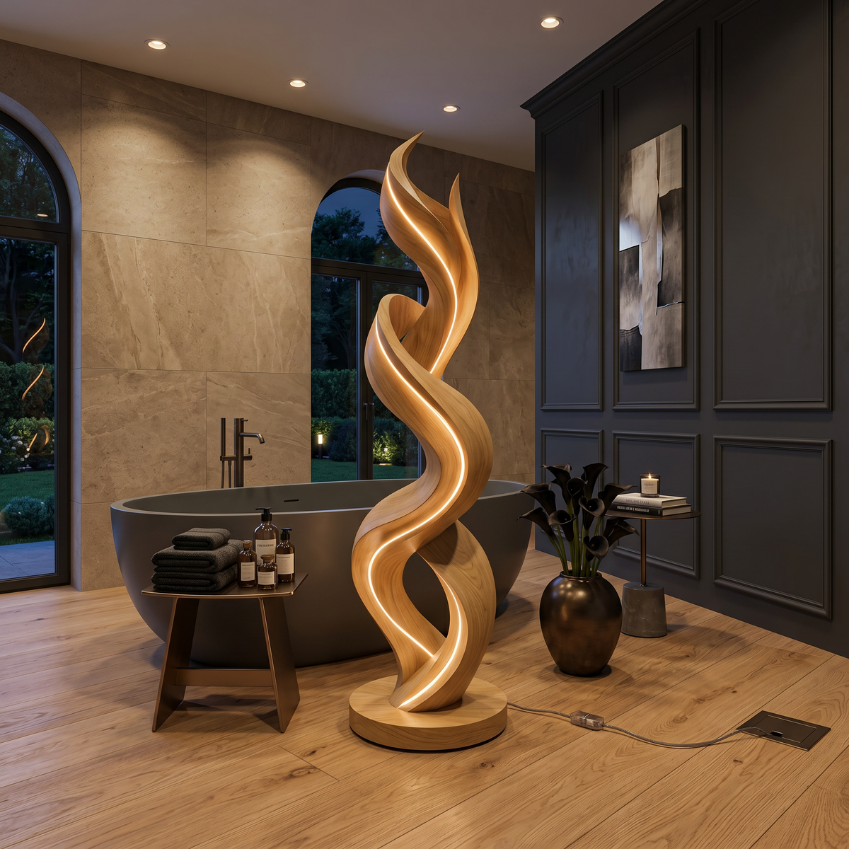 Organic Tree Lamp With Hooks For Hallway