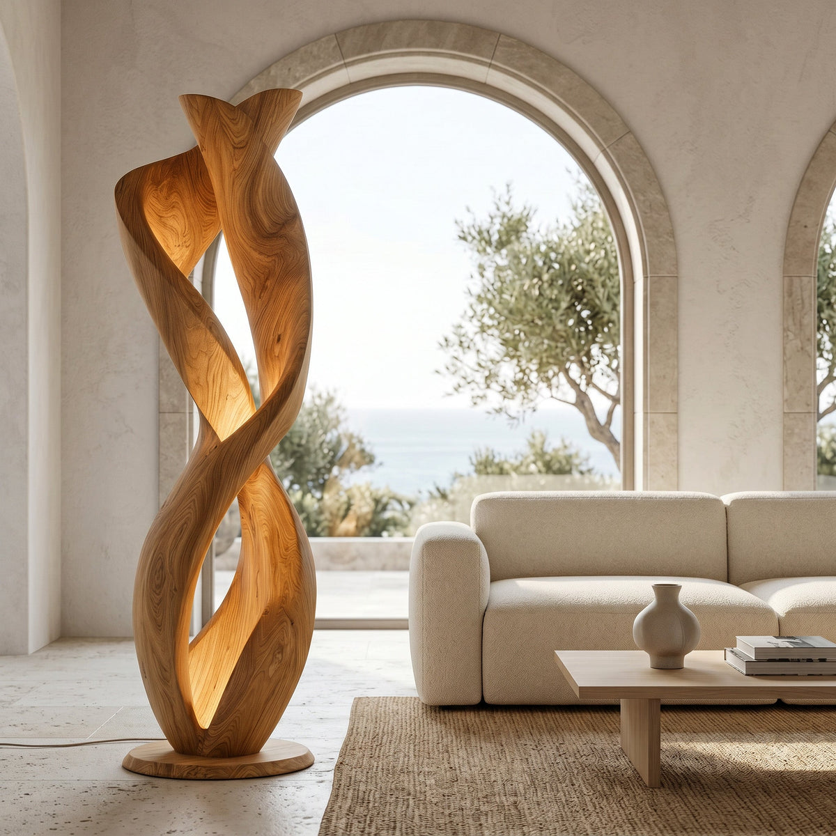 Luxury Twisted Floor Lamp With Sculptural Form For Living Room