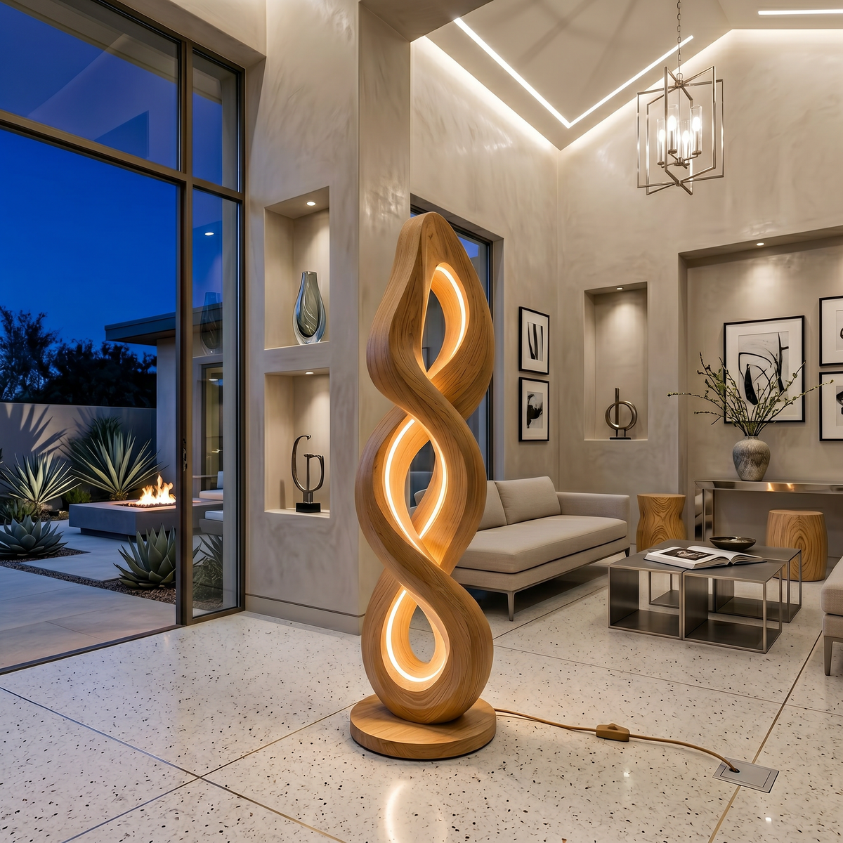 Organic Helix Lamp With Shelf For Interior
