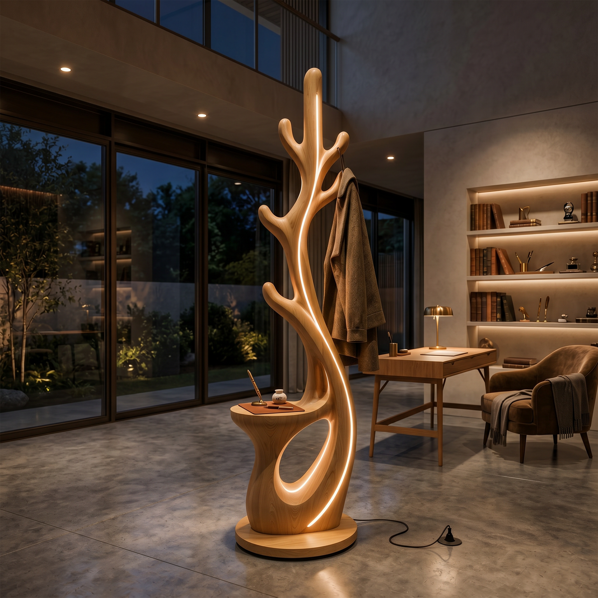 Modern Branch Lamp With Rack For Corner