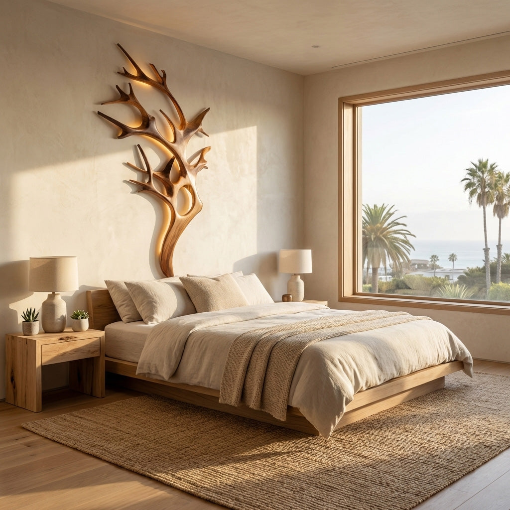 Contemporary Wooden Tree Wall Light For Bedroom