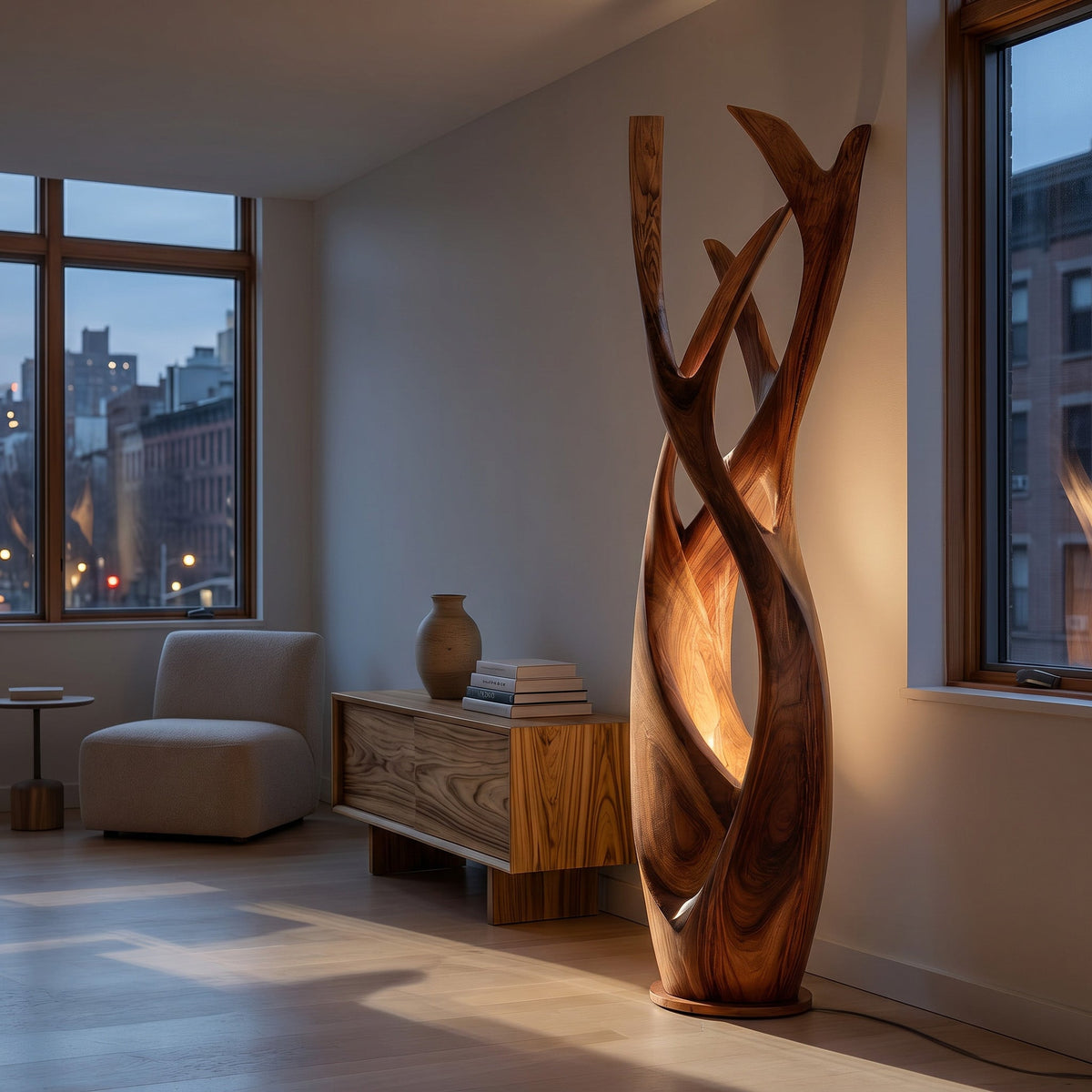 Wooden Floor Lamp For Contemporary Apartment