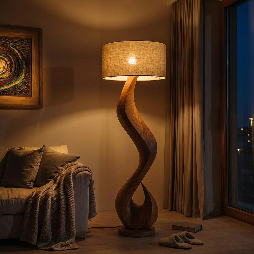 Modern Floor Lamp With Flowing Form For Living Room Corner