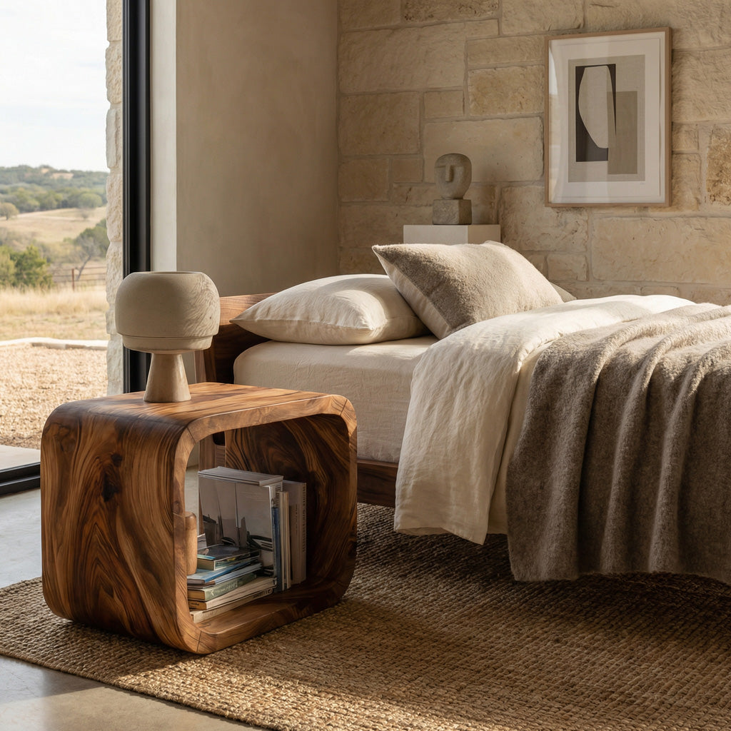 Scandinavian Wood Nightstand For Bedroom Decor