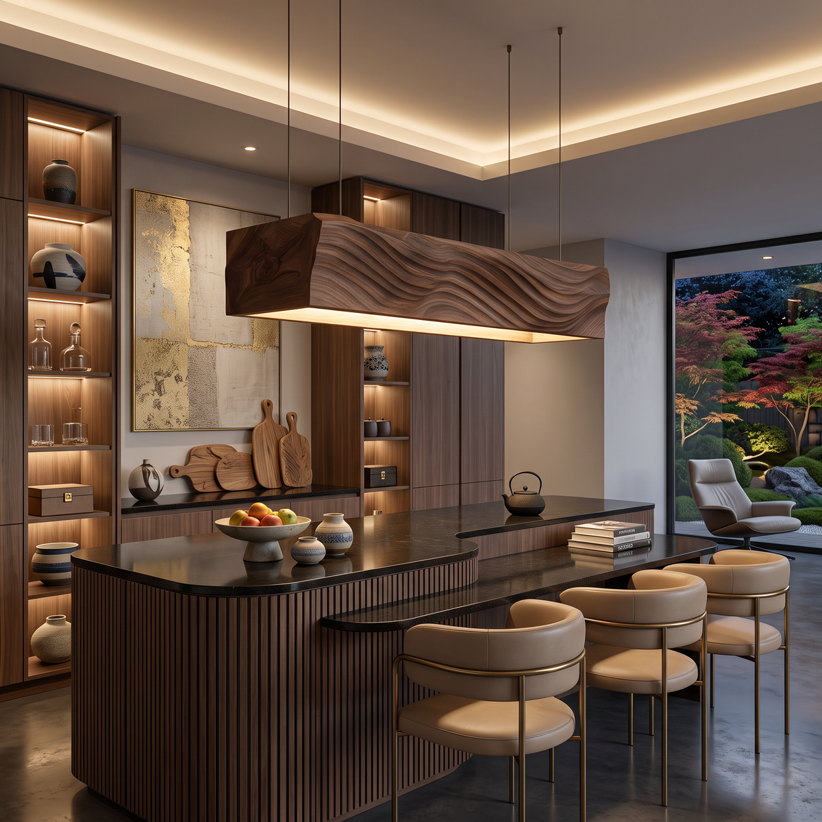 Artistic Wooden Pendant Light For Dining Room