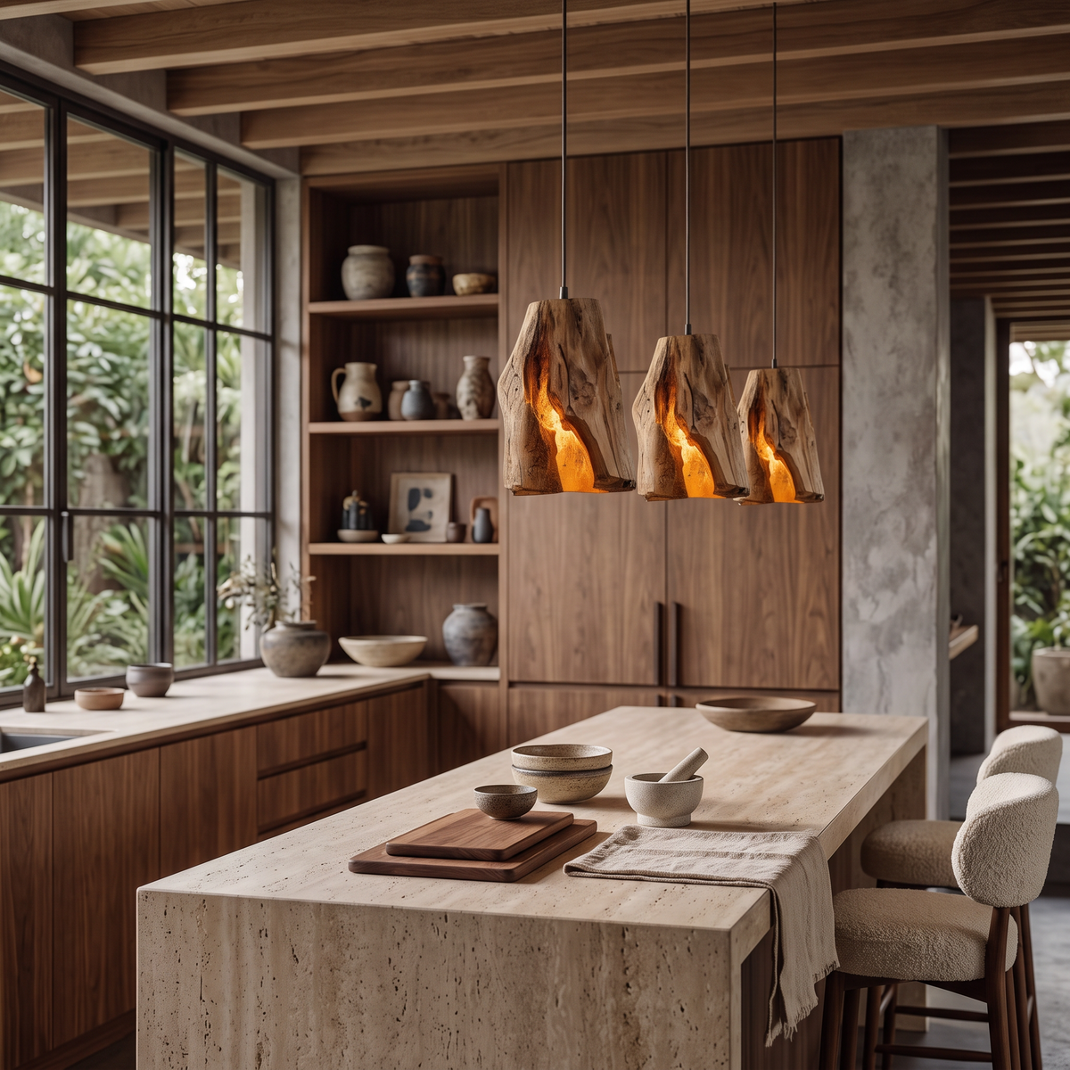 Rustic Organic Pendant Light For Dining Room