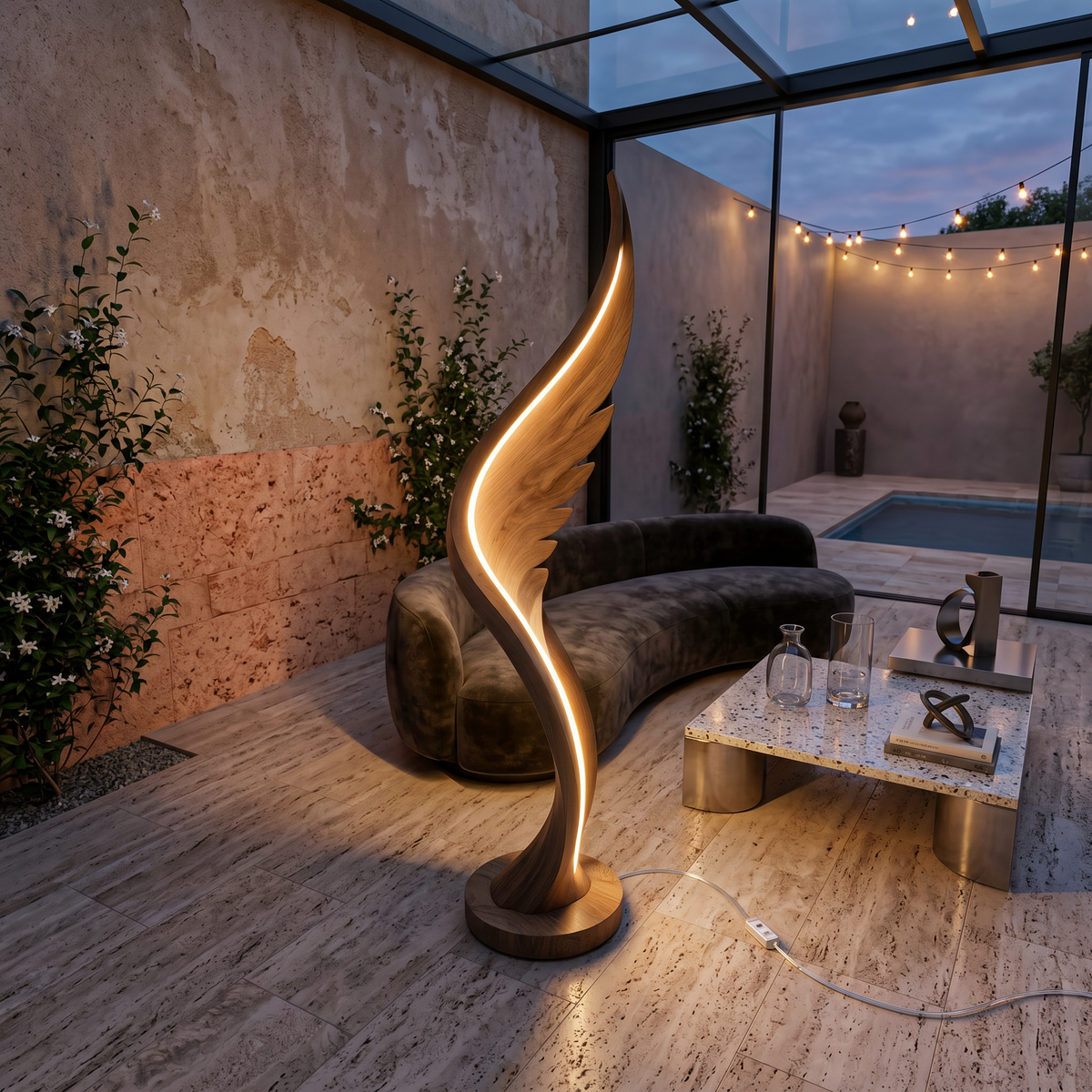 Contemporary Soaring Wing Floor Lamp For Modern Lounge