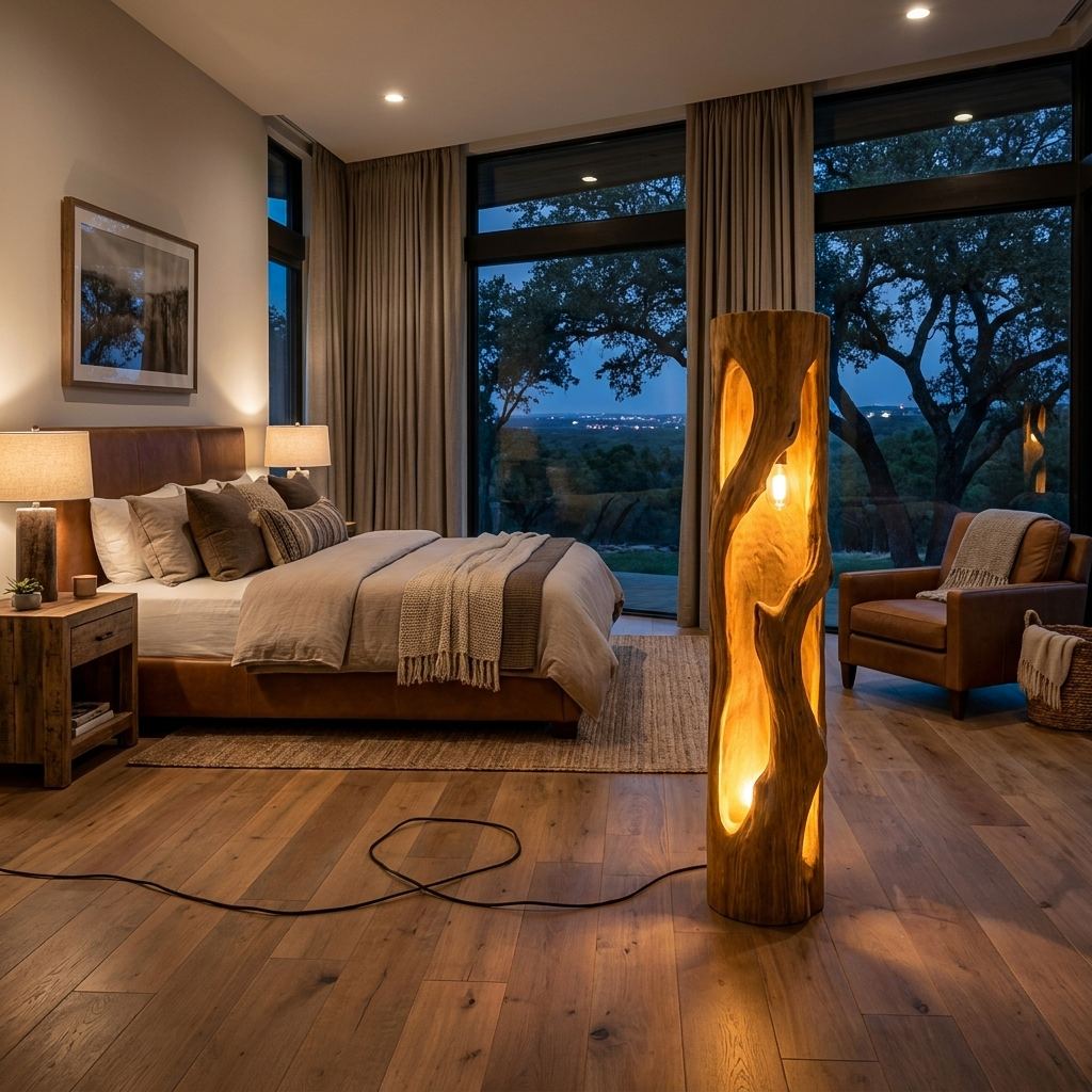 Rustic Natural Wood Floor Lamp For Statement Living Room