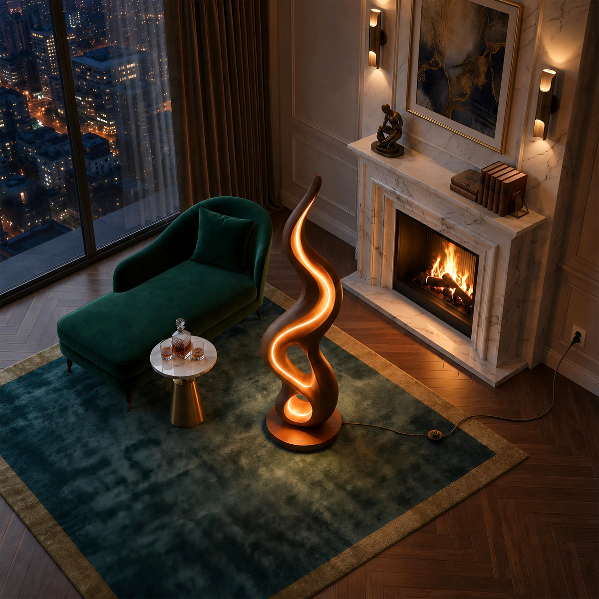 Organic Liquid Lamp With Shelf For Bedroom