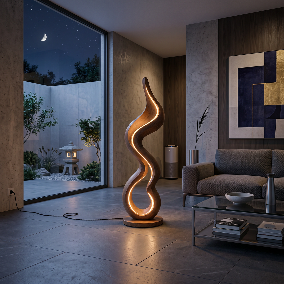 Modern Ribbon Lamp With Shelf For Living Room
