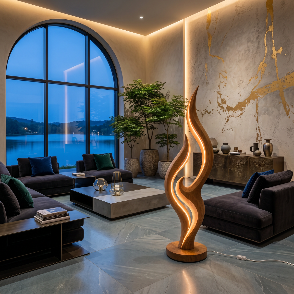 Contemporary Double Wave Lamp For Lounge Area