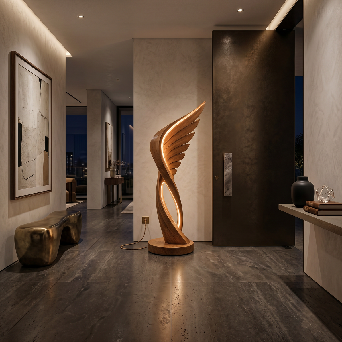 Organic Folding Wing Floor Lamp For Bedroom