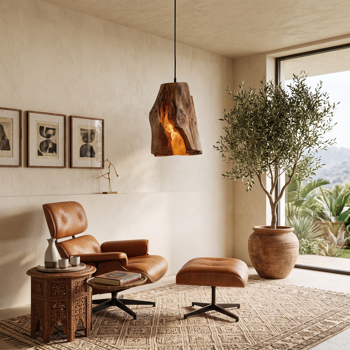 Rustic Organic Pendant Light For Dining Room