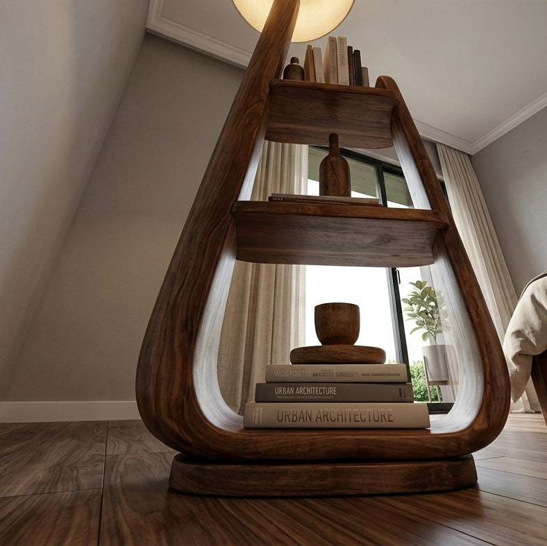 Mid Century Floor Lamp With Unique Integrated Shelving For Interior