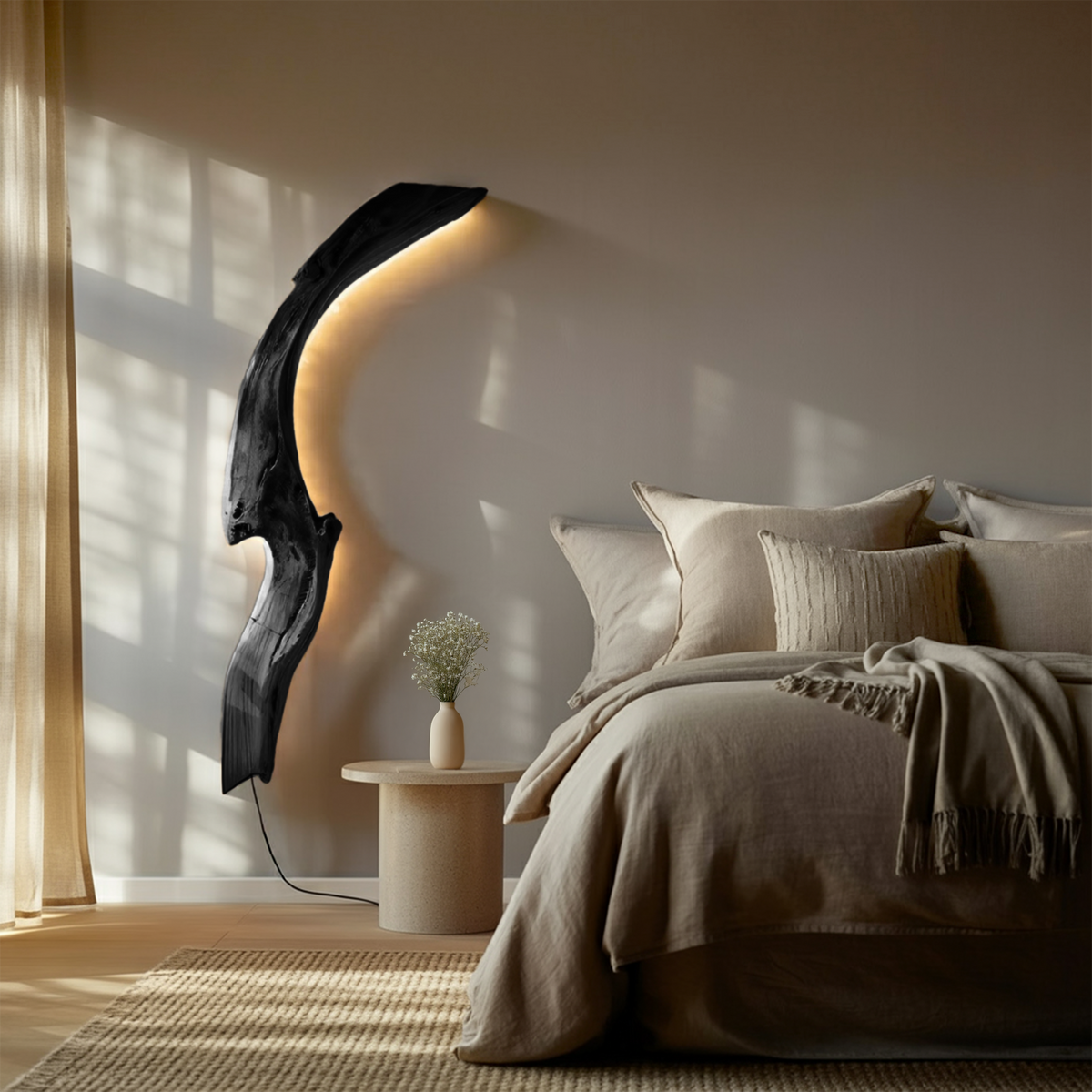 Minimalist Organic Wall Light For Bedroom Or Hallway Decor