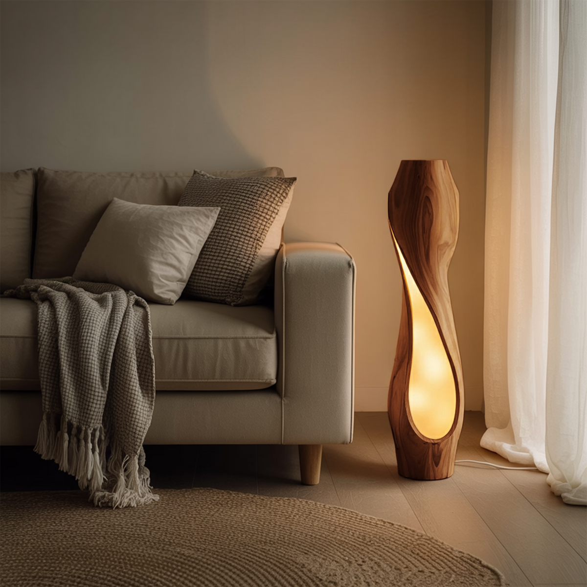 Organic Sculptural Floor Lamp For Living Room Decor