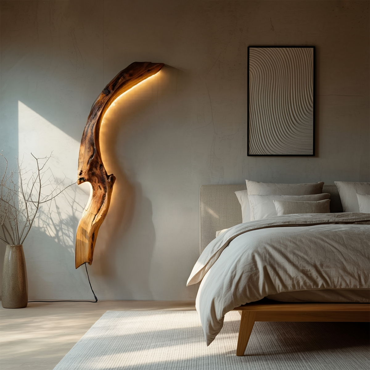 Minimalist Organic Wall Light For Bedroom Or Hallway Decor