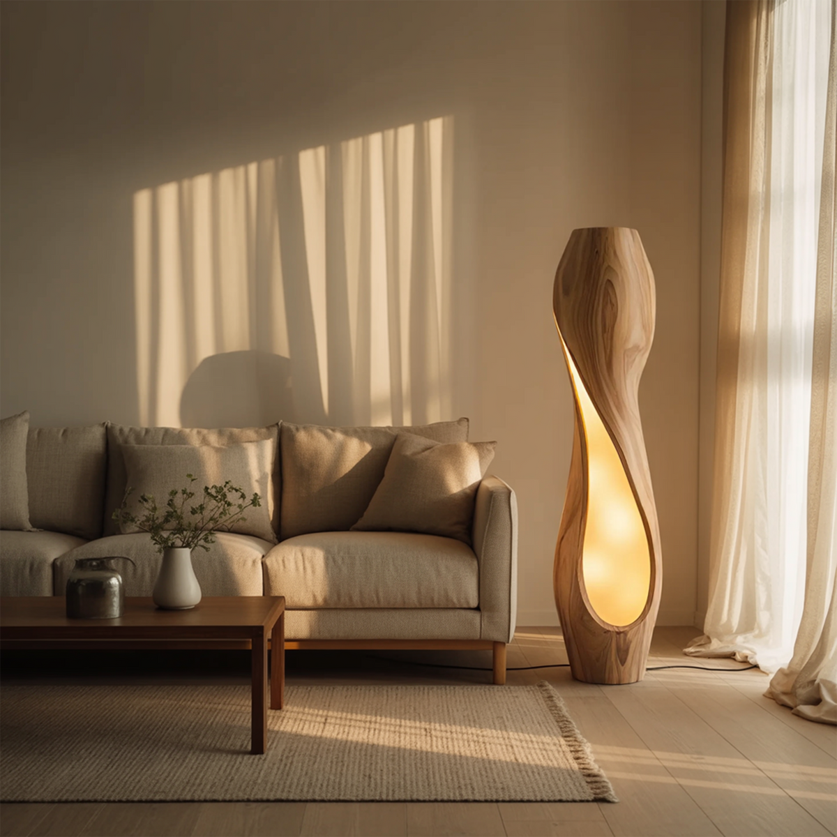 Organic Sculptural Floor Lamp For Living Room Decor