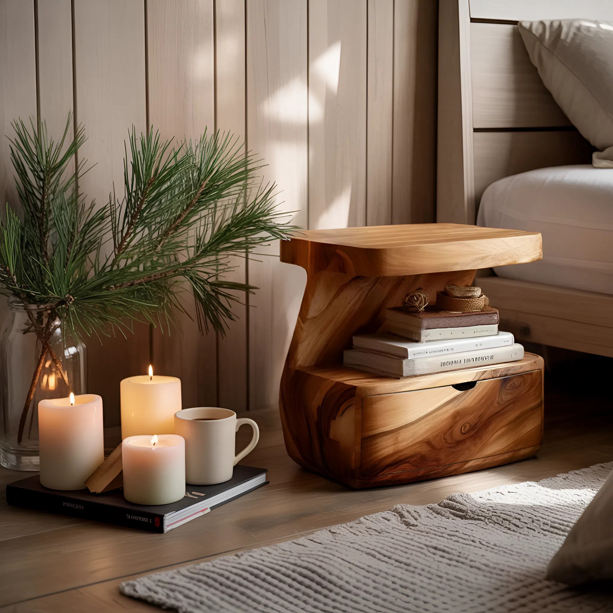 Modern Nightstand With Drawer For Bedroom