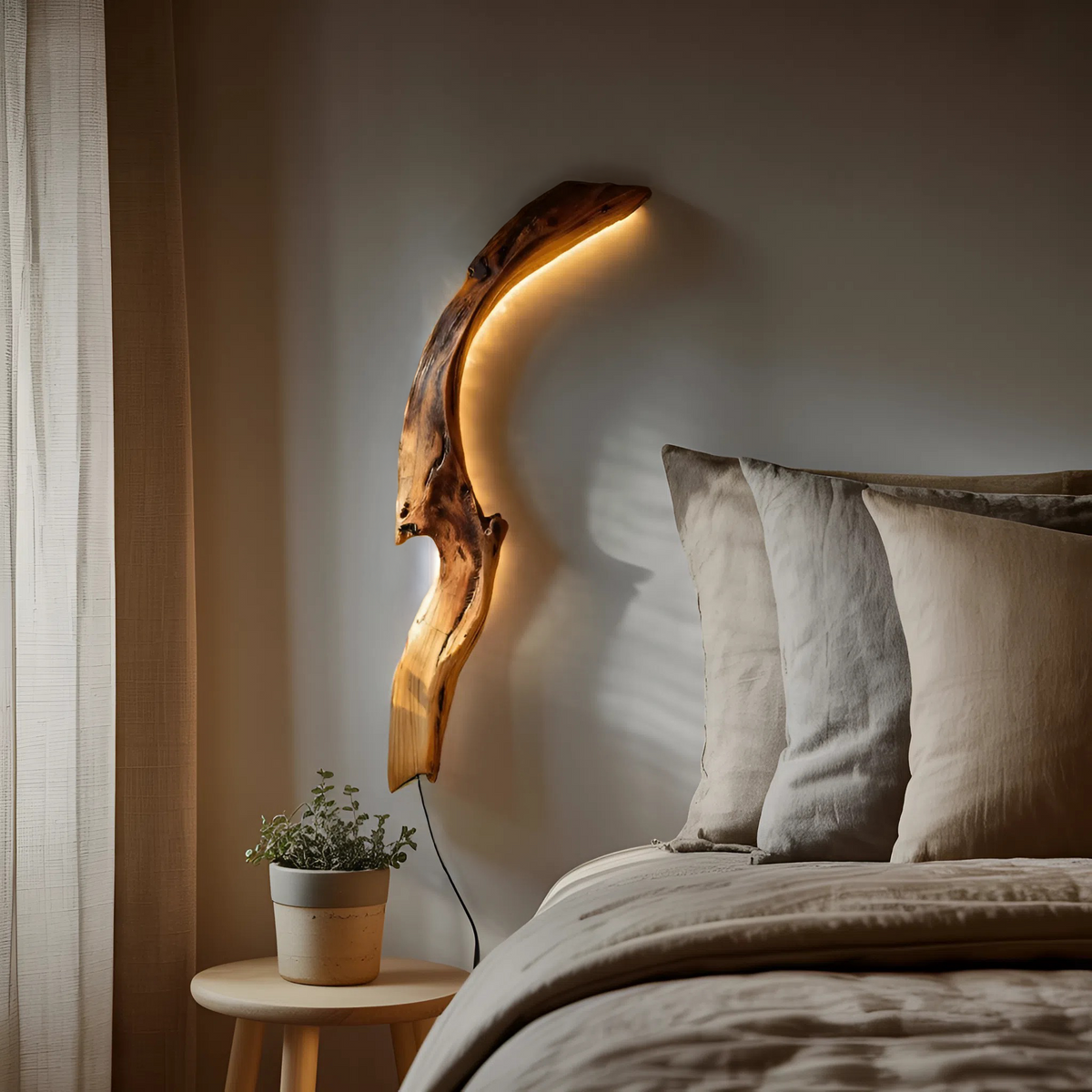 Minimalist Organic Wall Light For Bedroom Or Hallway Decor