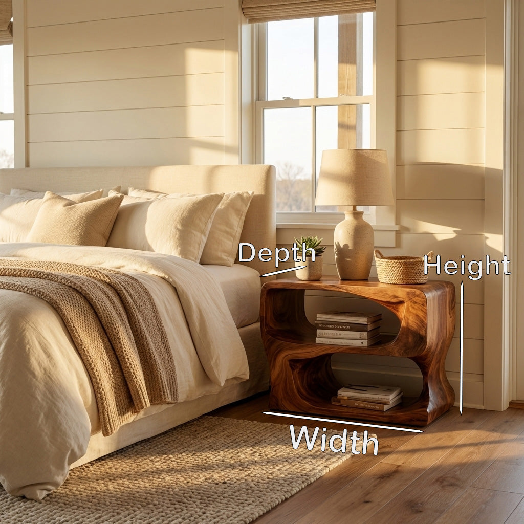 Organic Modern Wooden Nightstand For Bedroom